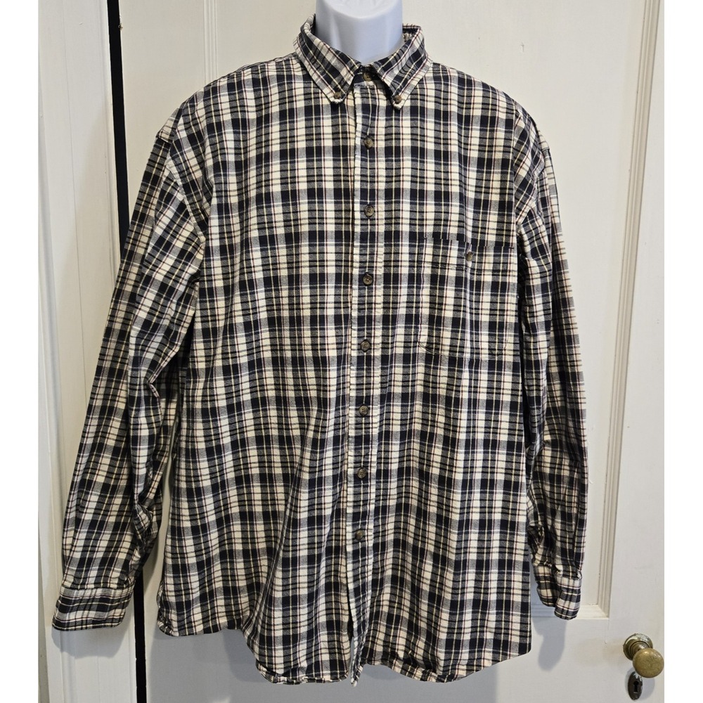 Eddie Bauer Men's Long Sleeve 100% Cotton Flannel Heavy‎ Weight Plaid Shirt XLT